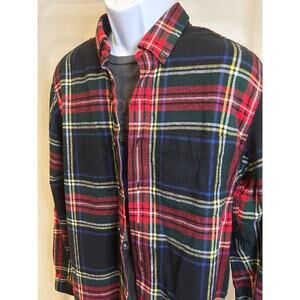 L.L.Bean Red Black Traditional Tartan Plaid Fit Flannel Shirt